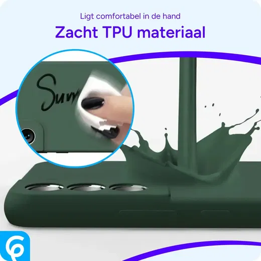 Samsung Galaxy S22 Hoesje met Camera Bescherming Dun TPU Donkergroen afbeelding 3