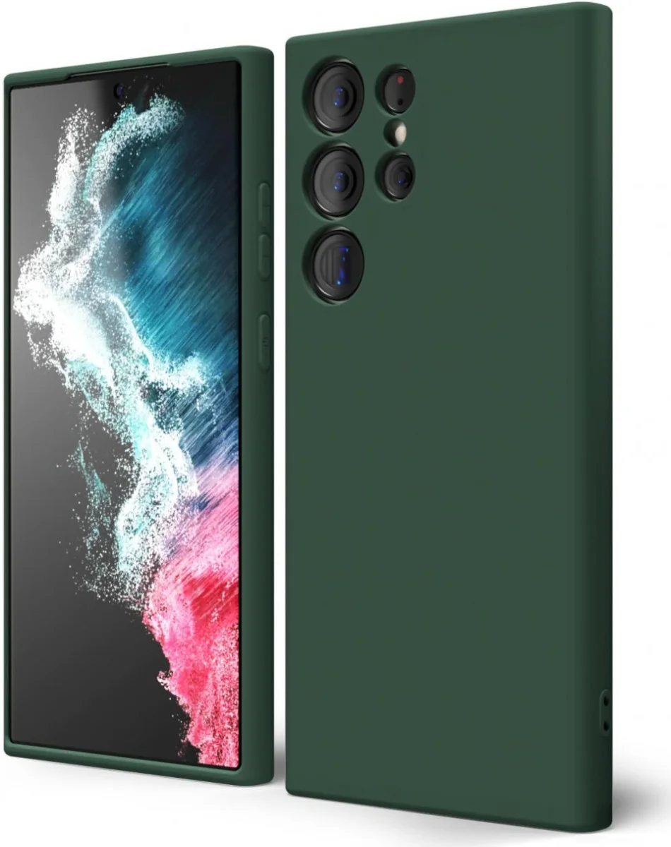 Samsung Galaxy S22 Ultra Hoesje met Camera Bescherming Dun TPU Donkergroen afbeelding 1