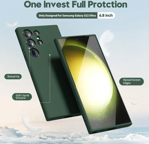 Samsung Galaxy S22 Ultra Hoesje met Camera Bescherming Dun TPU Donkergroen afbeelding 2
