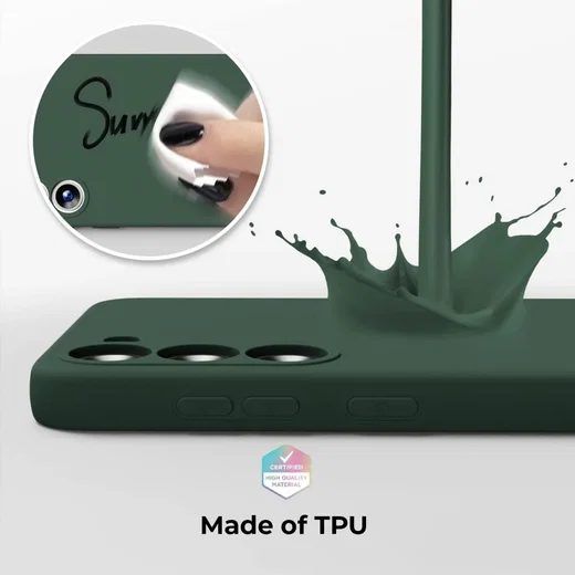 Samsung Galaxy S23 Hoesje met Camera Bescherming Dun TPU Donkergroen afbeelding 3