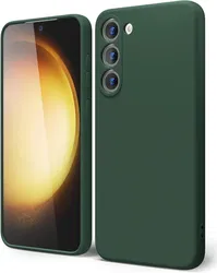 Samsung Galaxy S23 Plus Hoesje Camera Bescherming Dun TPU Donkergroen afbeelding