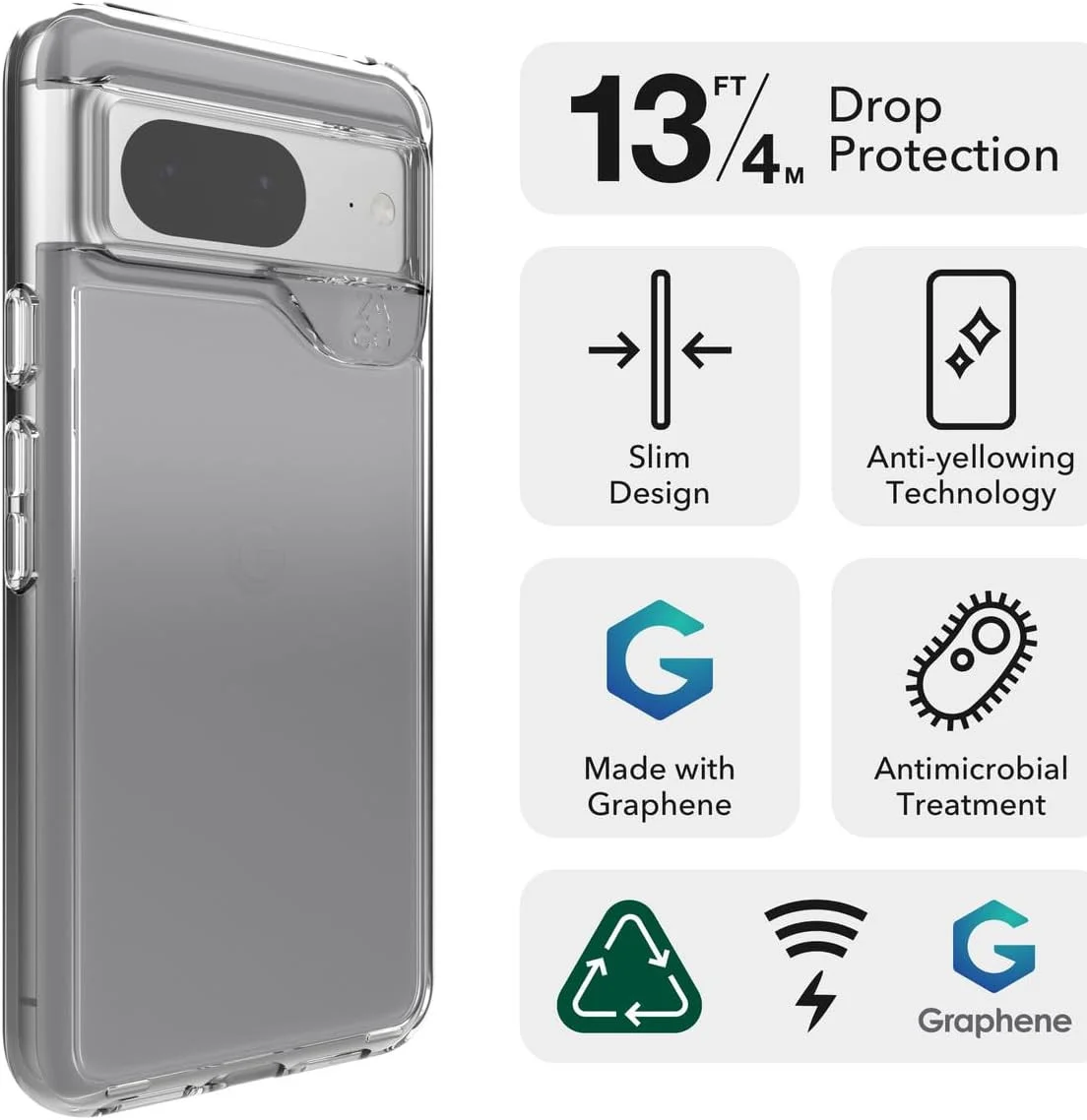 ZAGG Crystal Palace Google Pixel 8 Hoesje 4M DropProof Back Cover Transparant afbeelding 3