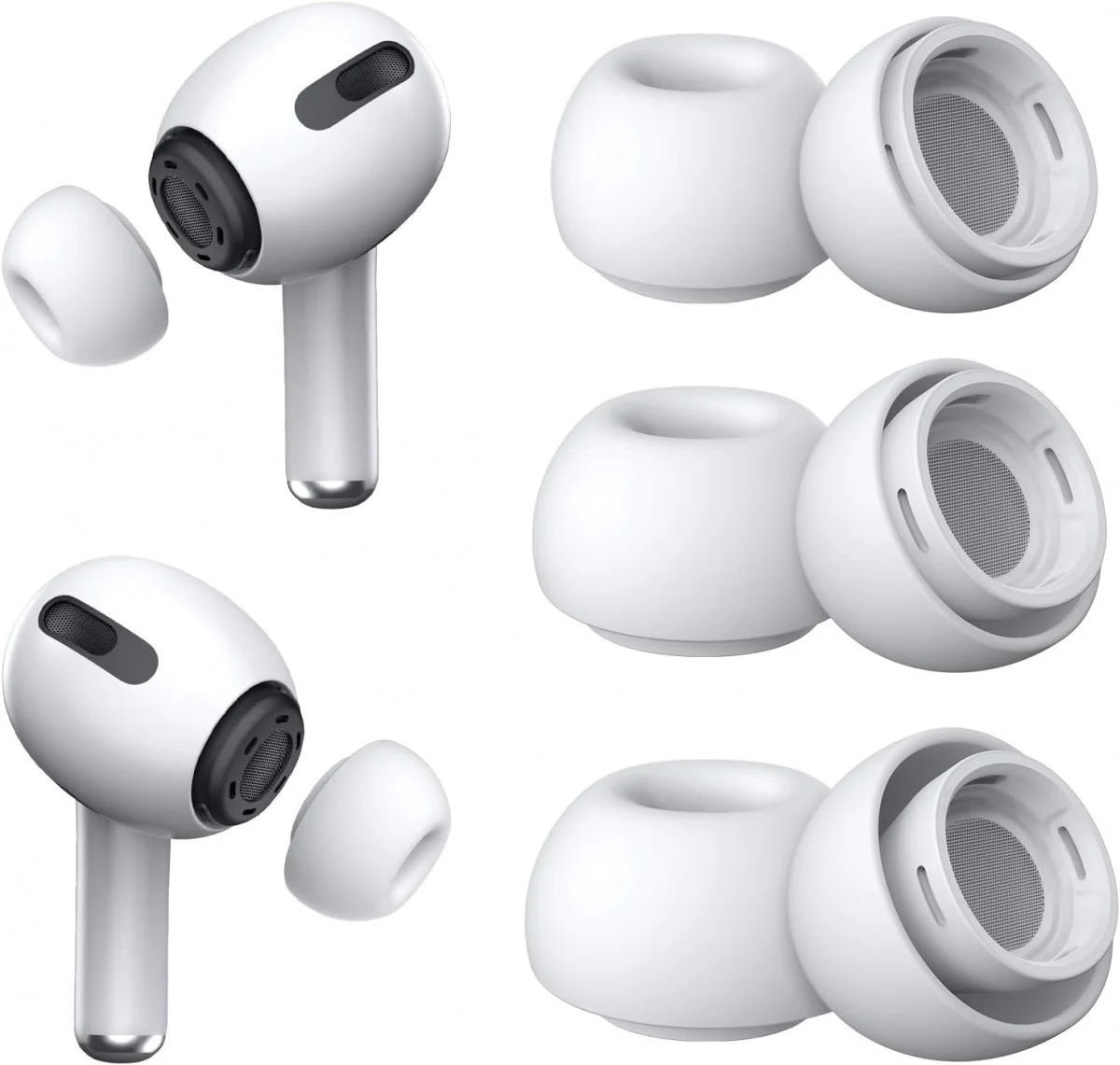 3 Pack AirPods Pro (1e & 2e Generatie) Siliconen Dopjes Tips Large afbeelding 7