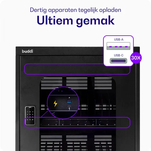 Buddi Collect Oplaadstation Kast voor 30 Tablets / Smartphones / Laptops afbeelding 5
