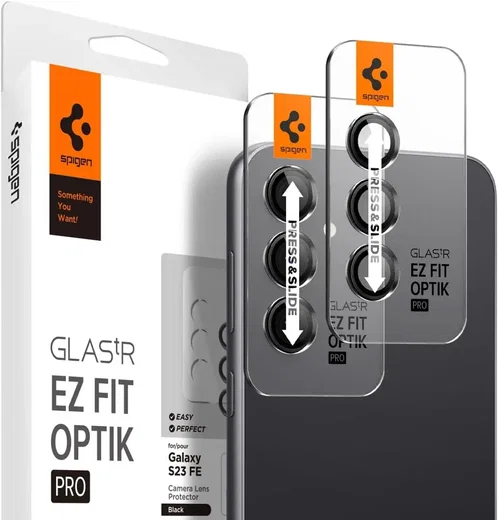Spigen Optik Pro Samsung Galaxy S23 FE Camera Protector Zwart (2-Pack) afbeelding 1