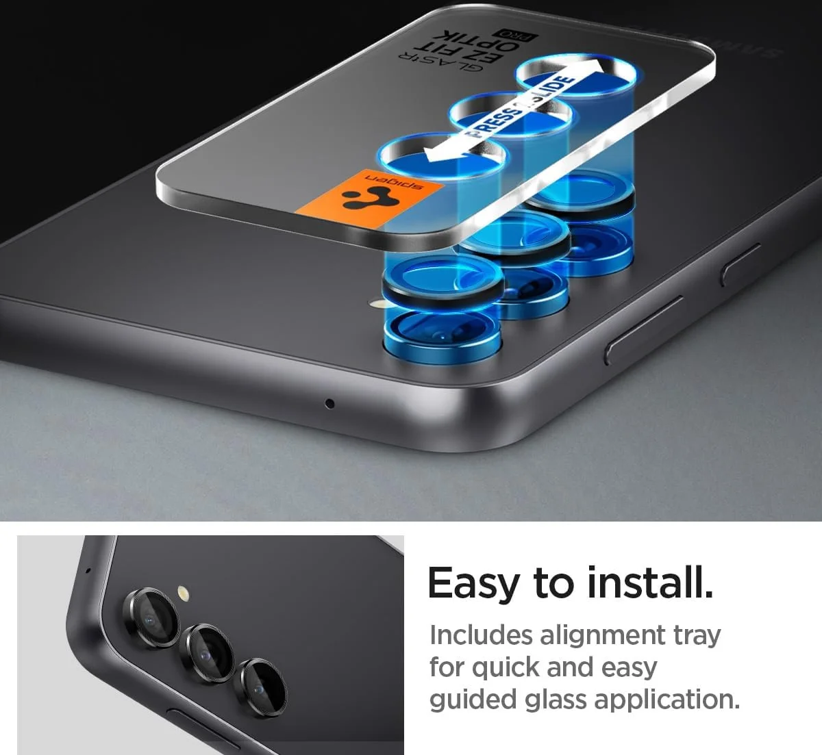 Spigen Optik Pro Samsung Galaxy S23 FE Camera Protector Zwart (2-Pack) afbeelding 4