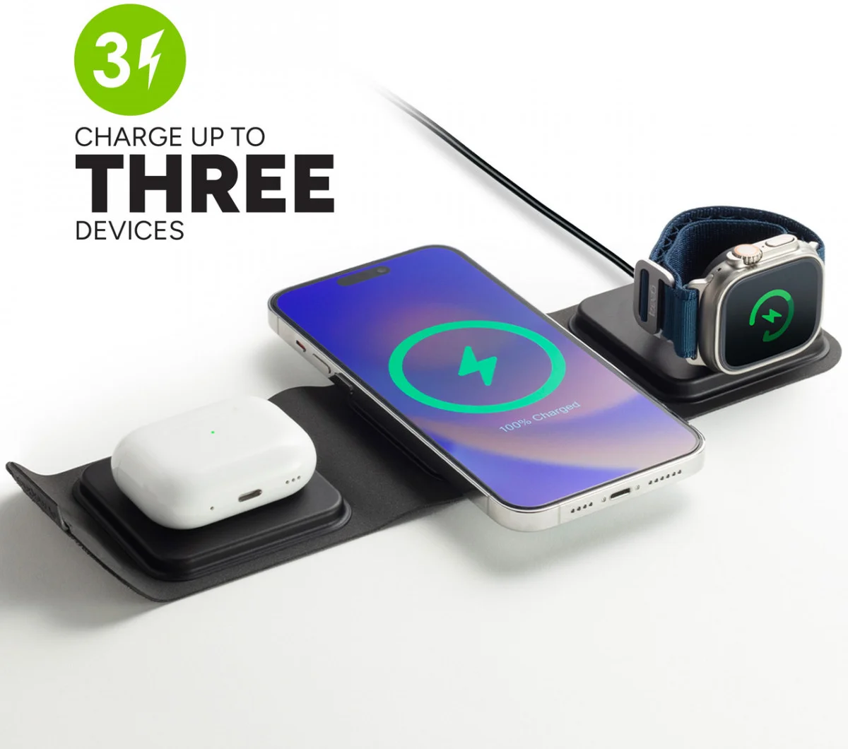 Mophie 3-in-1 Travel Charger 15W MagSafe Oplader iPhone/AirPods/Watch afbeelding 5