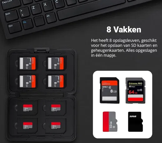 Geheugenkaart en SD Kaart Doosje Organizer voor 8 stuks afbeelding 3