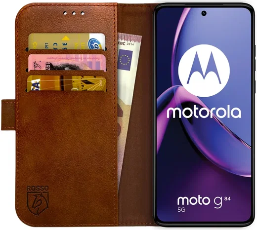 Rosso Element Motorola Moto G84 Hoesje Book Case Wallet Bruin afbeelding 1