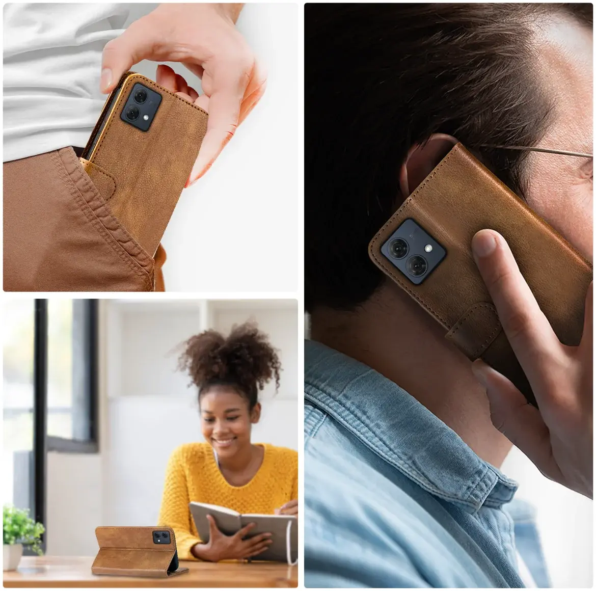 Rosso Element Motorola Moto G84 Hoesje Book Case Wallet Bruin afbeelding 3