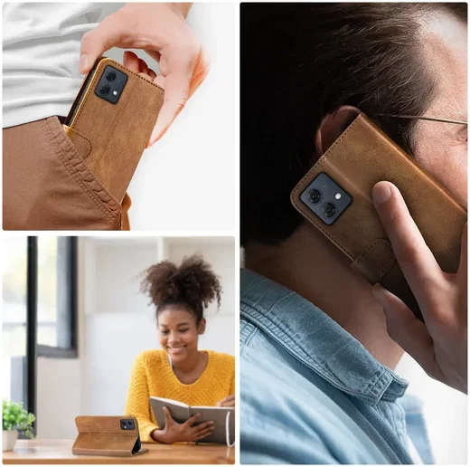 Rosso Element Motorola Moto G84 Hoesje Book Case Wallet Bruin afbeelding 3