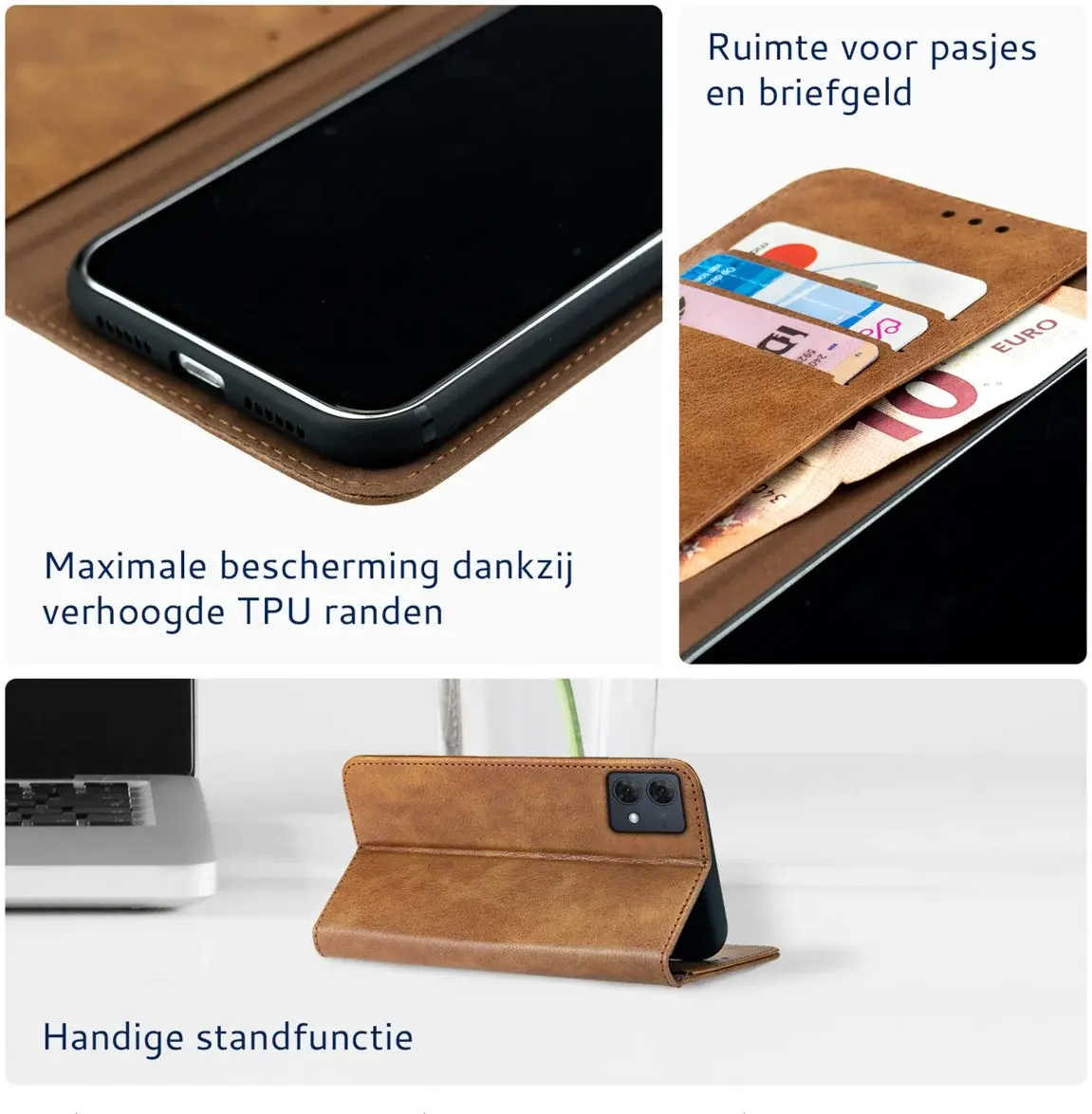 Rosso Element Motorola Moto G84 Hoesje Book Case Wallet Bruin afbeelding 4
