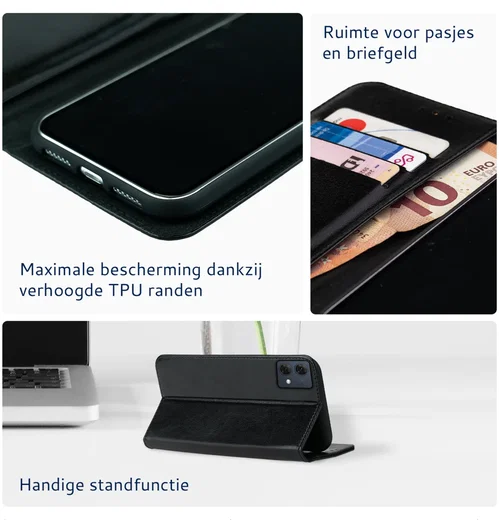 Rosso Element Motorola Moto G84 Hoesje Book Case Wallet Zwart afbeelding 4