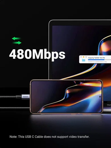 UGREEN 5A Gevlochten USB-C naar USB-C Kabel 100W Fast Charge 1M Zwart afbeelding 5