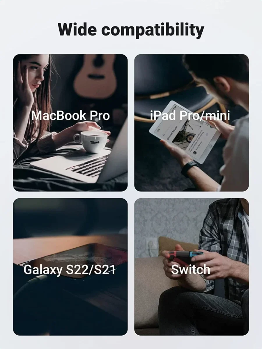 UGREEN 5A Gevlochten USB-C naar USB-C Kabel 100W Fast Charge 2M Zwart afbeelding 12