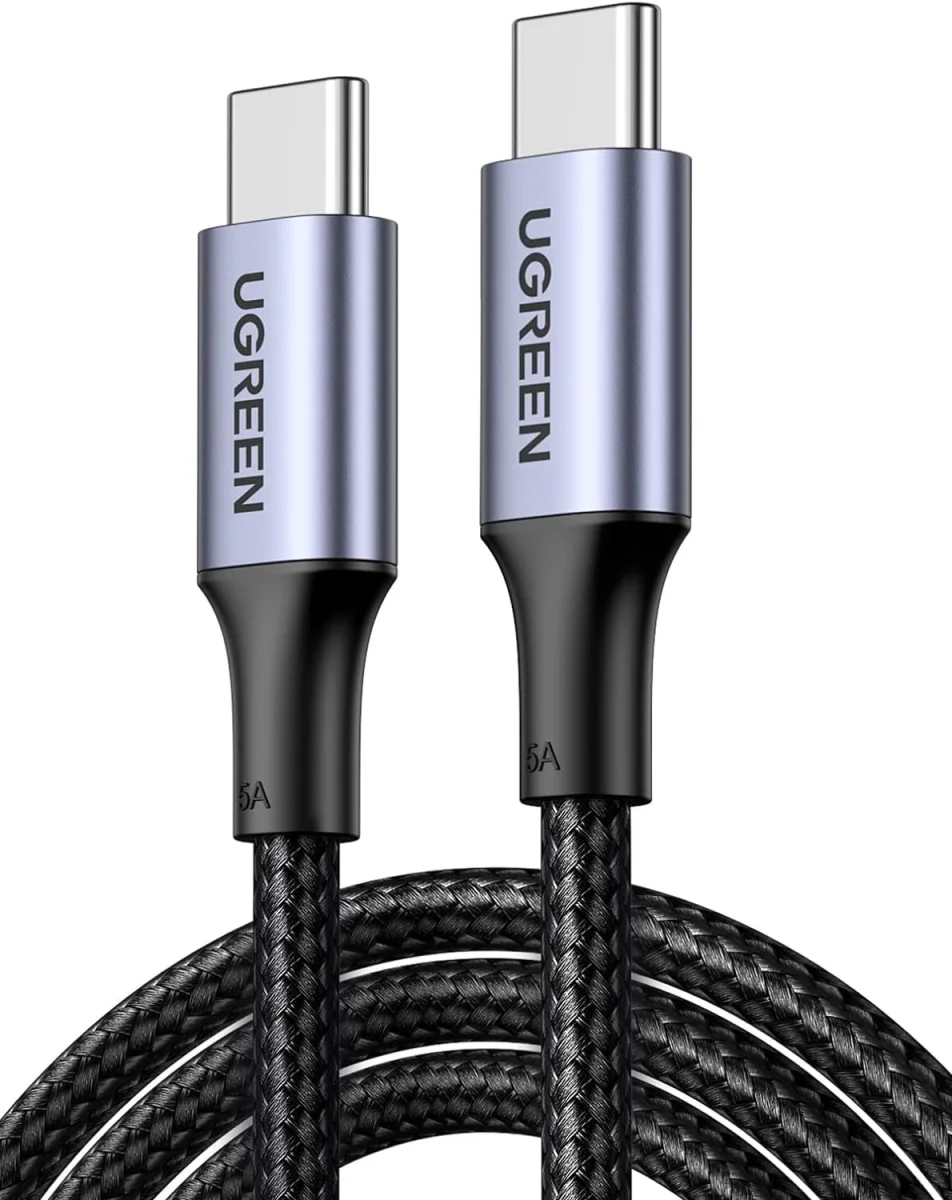 UGREEN 5A Gevlochten USB-C naar USB-C Kabel 100W Fast Charge 2M Zwart afbeelding 2