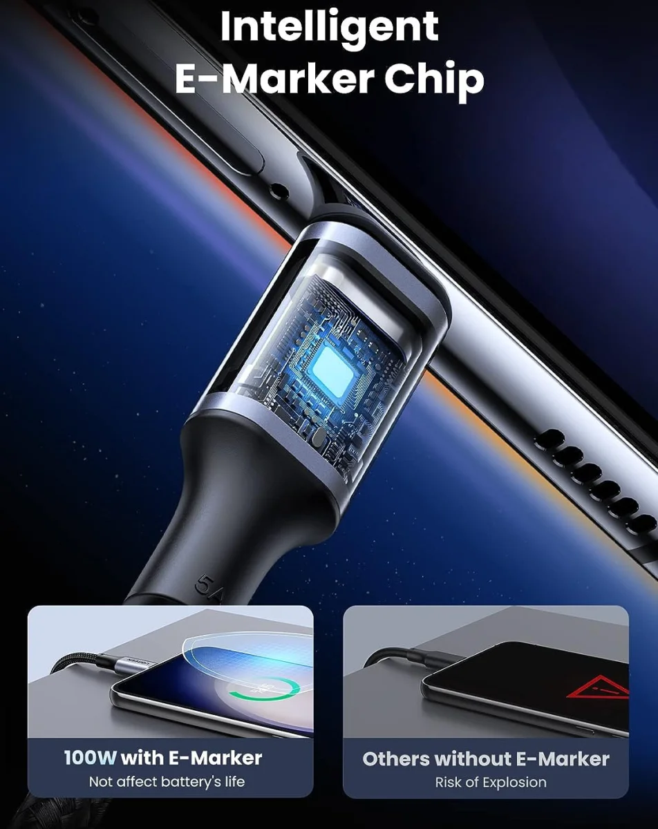 UGREEN 5A Gevlochten USB-C naar USB-C Kabel 100W Fast Charge 2M Zwart afbeelding 8