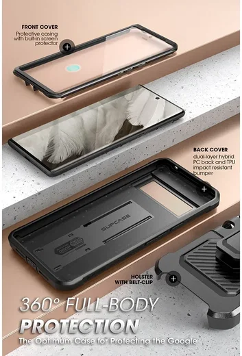 SUPCASE UB Pro Google Pixel 8 Pro Hoesje Full Protect Kickstand Zwart afbeelding 5