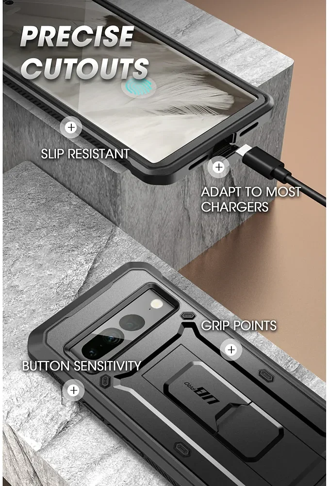 SUPCASE UB Pro Google Pixel 8 Hoesje Full Protect Kickstand Zwart afbeelding 9