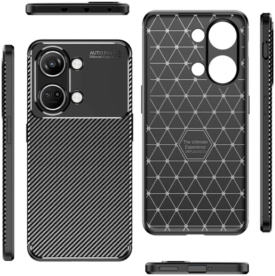 OnePlus Nord 3 Hoesje Siliconen Carbon TPU Back Cover Zwart afbeelding 4
