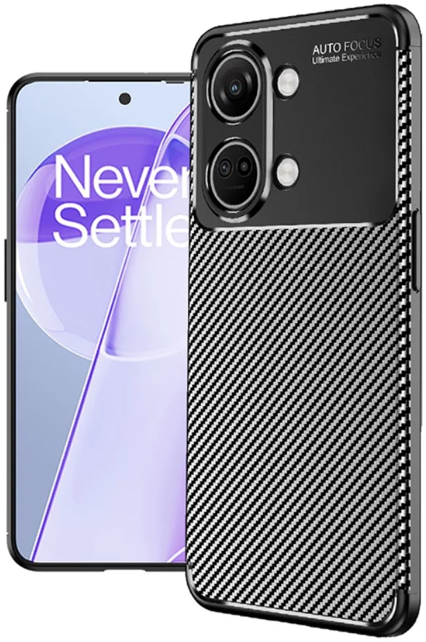 OnePlus Nord 3 Hoesje Siliconen Carbon TPU Back Cover Zwart afbeelding 1
