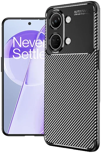 OnePlus Nord 3 Hoesje Siliconen Carbon TPU Back Cover Zwart afbeelding 1