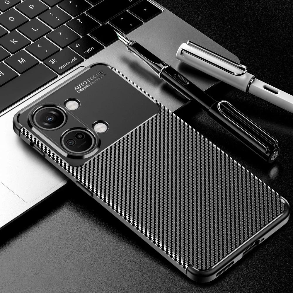 OnePlus Nord 3 Hoesje Siliconen Carbon TPU Back Cover Zwart afbeelding 5