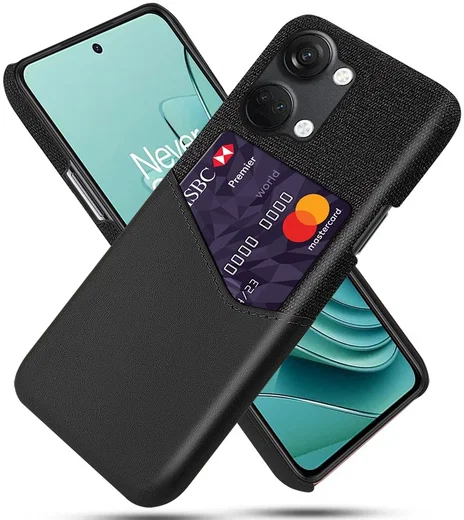 OnePlus Nord 3 Hoesje met Kaarthouder Back Cover Zwart afbeelding 1