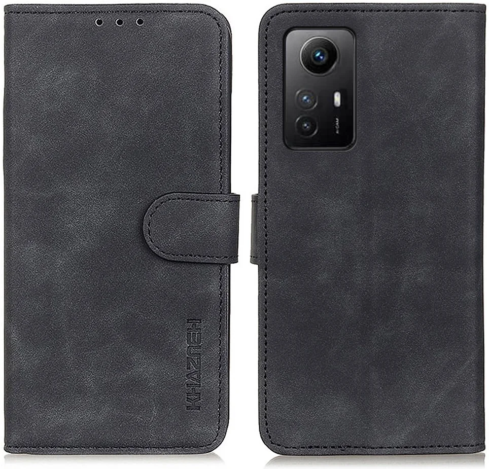 KHAZNEH Xiaomi Redmi Note 12S Hoesje Retro Wallet Book Case Zwart afbeelding 2