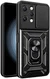 Xiaomi Redmi 12 Hoesje met Camera Slider en Kickstand Ring Zwart afbeelding 1