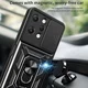 Xiaomi Redmi 12 Hoesje met Camera Slider en Kickstand Ring Zwart afbeelding 4