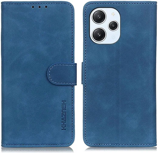 KHAZNEH Xiaomi Redmi 12 Hoesje Retro Wallet Book Case Blauw afbeelding 2