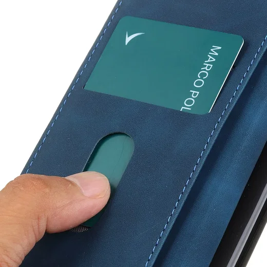 KHAZNEH Motorola Moto G14 Hoesje Retro Wallet Book Case Blauw afbeelding 5