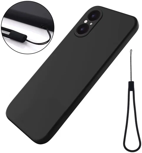 Sony Xperia 5 V Hoesje Siliconen Back Cover Zwart afbeelding 3