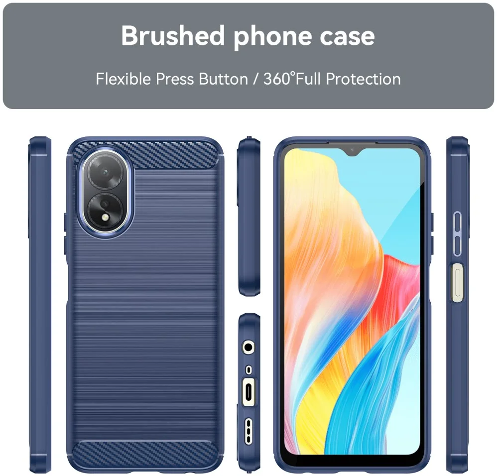 Oppo A18 / A38 Hoesje Geborsteld TPU Flexibele Back Cover Blauw afbeelding 4