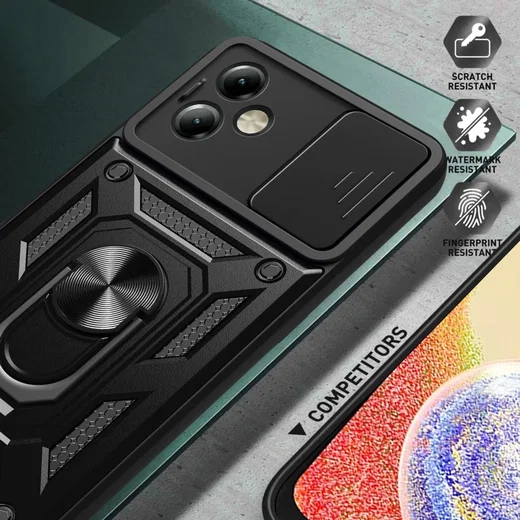 Motorola Moto G14 Hoesje met Camera Slider en Kickstand Ring Zwart afbeelding 5