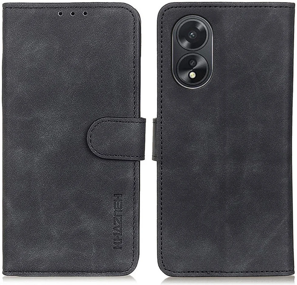 KHAZNEH Oppo A18 / A38 Hoesje Retro Wallet Book Case Zwart afbeelding 2