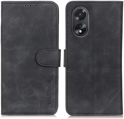 KHAZNEH Oppo A18 / A38 Hoesje Retro Wallet Book Case Zwart afbeelding 2