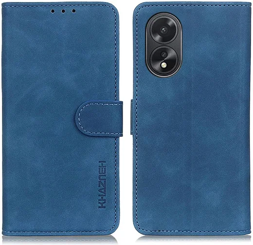 KHAZNEH Oppo A18 / A38 Hoesje Retro Wallet Book Case Blauw afbeelding 2