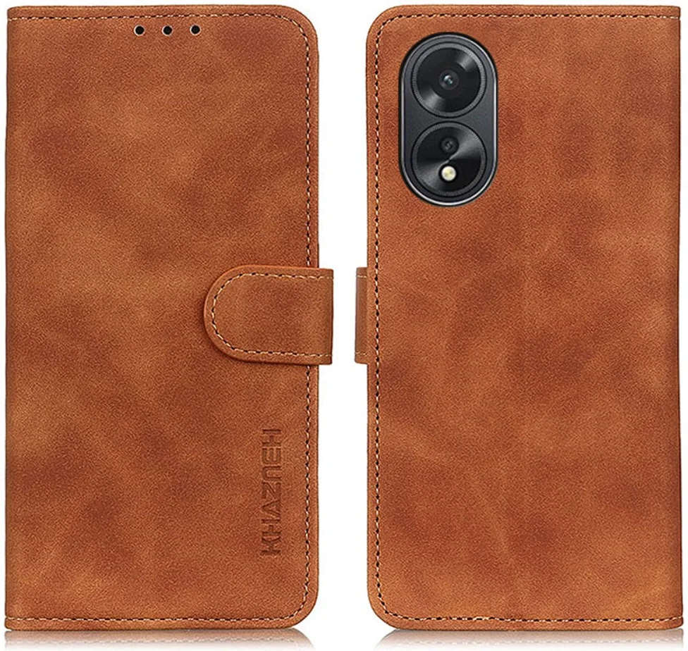 KHAZNEH Oppo A18 / A38 Hoesje Retro Wallet Book Case Bruin afbeelding 2