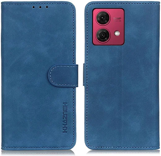 KHAZNEH Motorola Moto G84 Hoesje Retro Wallet Book Case Blauw afbeelding 2