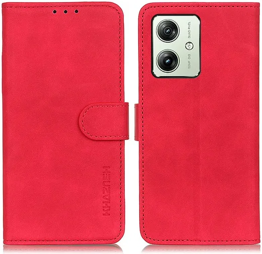 KHAZNEH Motorola Moto G54 Hoesje Retro Wallet Book Case Rood afbeelding 2