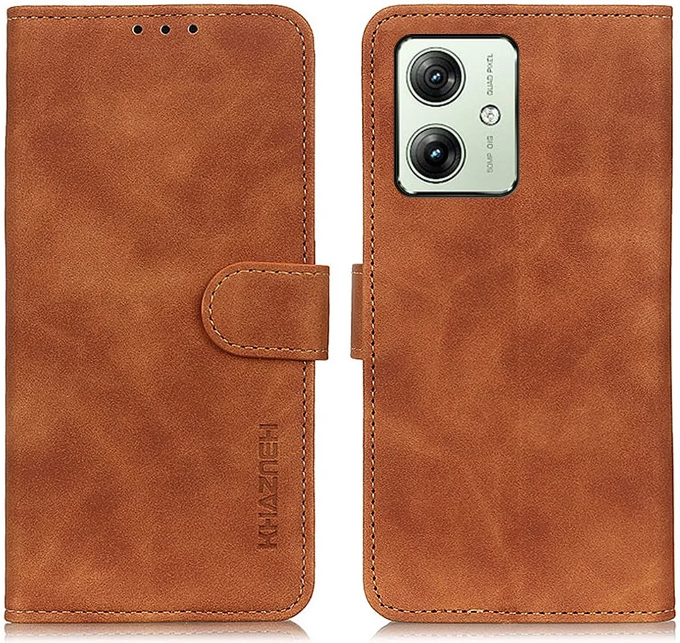 KHAZNEH Motorola Moto G54 Hoesje Retro Wallet Book Case Bruin afbeelding 2