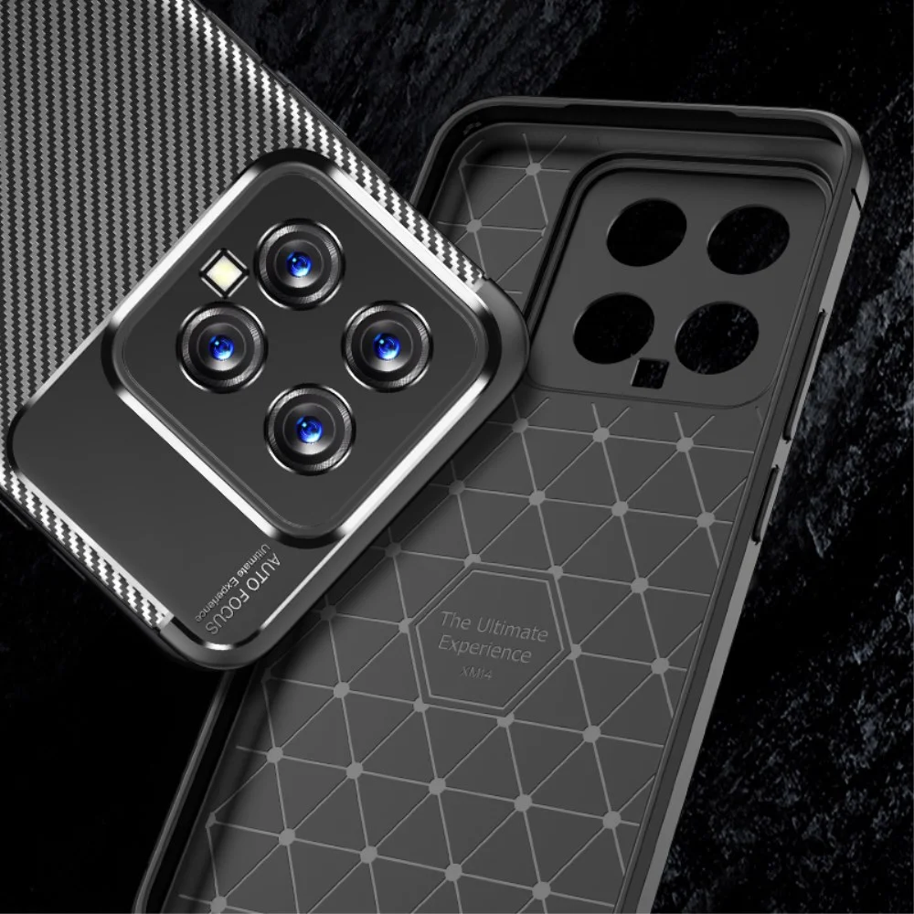 Xiaomi 14 Hoesje Siliconen Carbon TPU Back Cover Zwart afbeelding 2