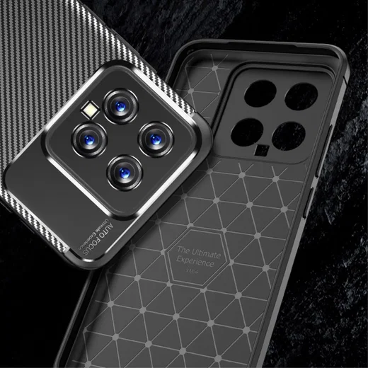 Xiaomi 14 Hoesje Siliconen Carbon TPU Back Cover Zwart afbeelding 2
