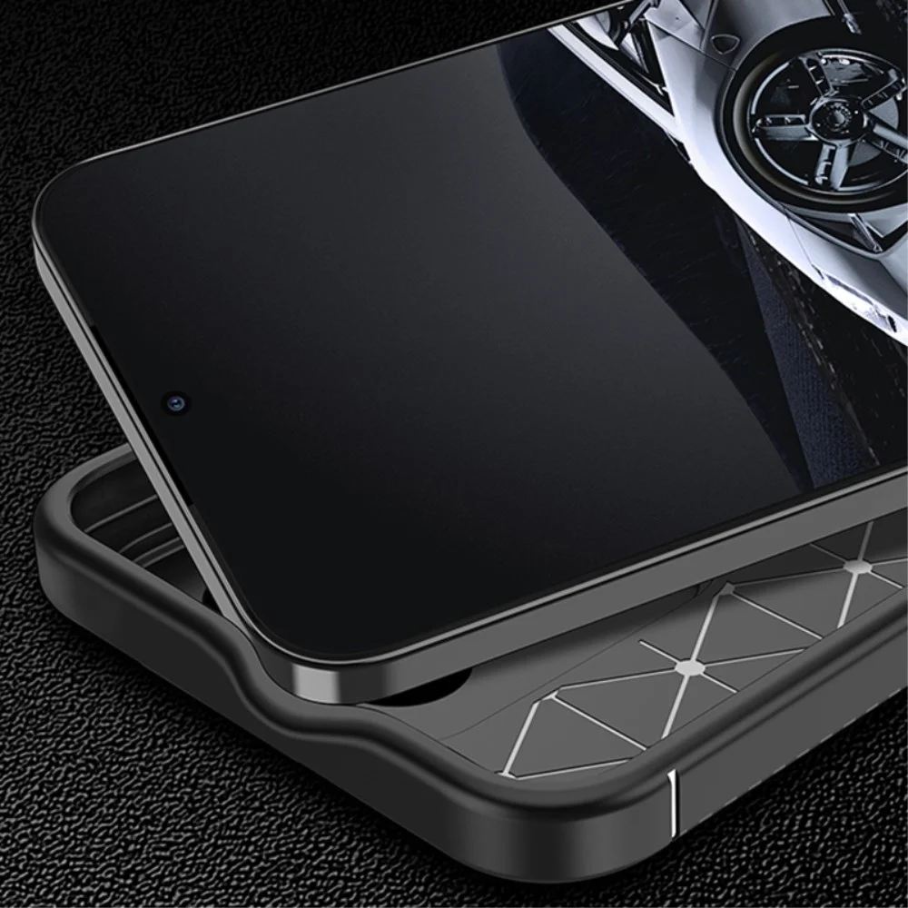 Xiaomi 14 Hoesje Siliconen Carbon TPU Back Cover Zwart afbeelding 5
