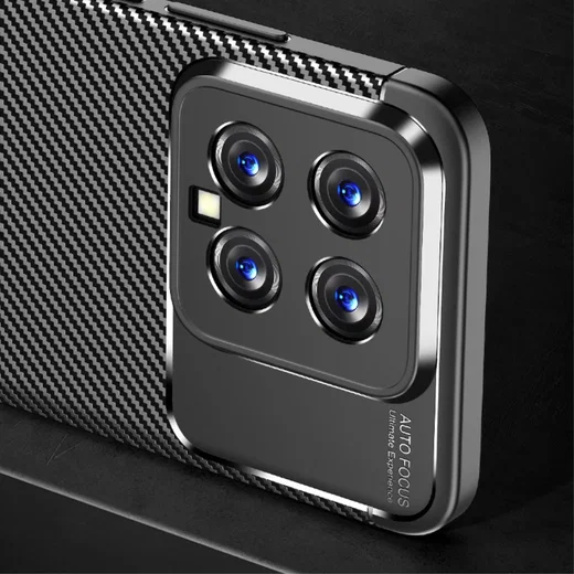 Xiaomi 14 Hoesje Siliconen Carbon TPU Back Cover Zwart afbeelding 7