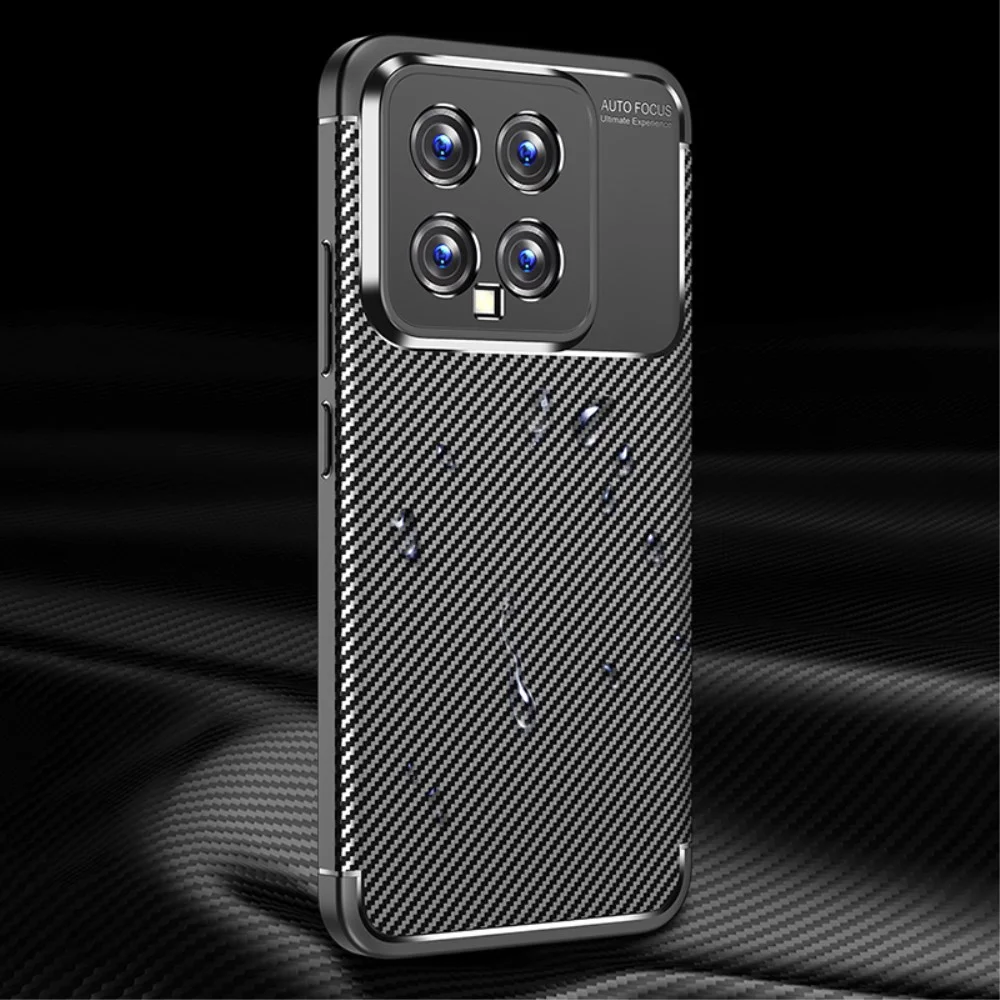 Xiaomi 14 Hoesje Siliconen Carbon TPU Back Cover Zwart afbeelding 8
