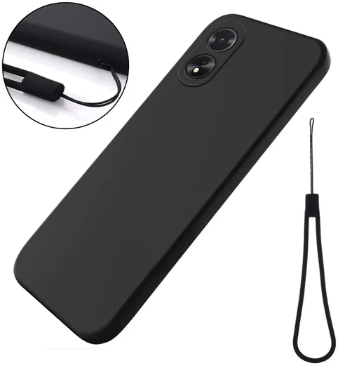 Oppo A18 / A38 Hoesje Siliconen Back Cover Zwart afbeelding 4