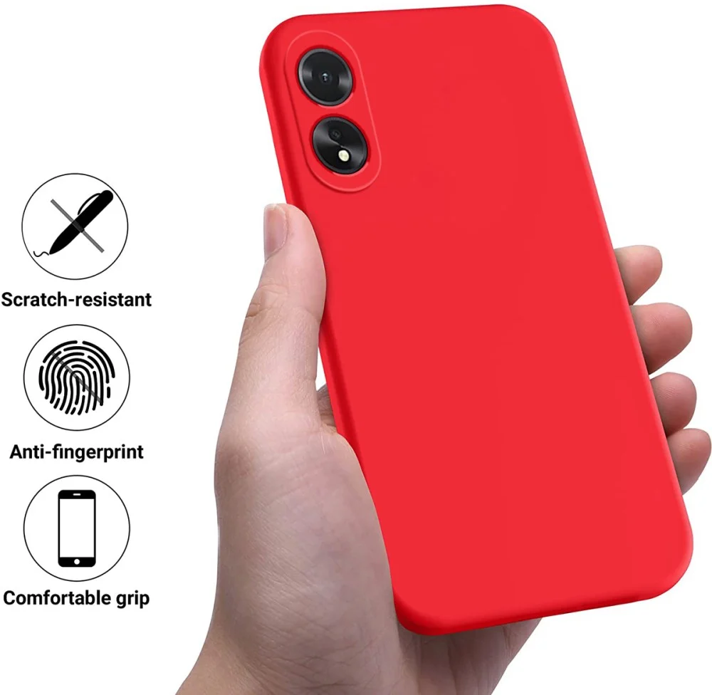 Oppo A18 / A38 Hoesje Siliconen Back Cover Rood afbeelding 3
